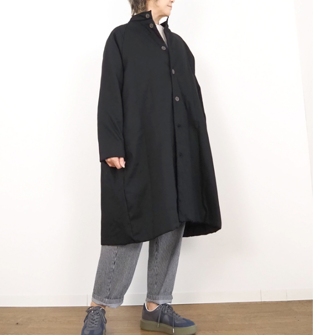 NARU factory ナルファクトリー ラグランパデットハーフコート コットンオックス レディース