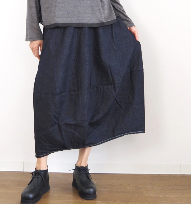 NARU factory ナルファクトリー エッグスカート 8オンスムラデニム レディース