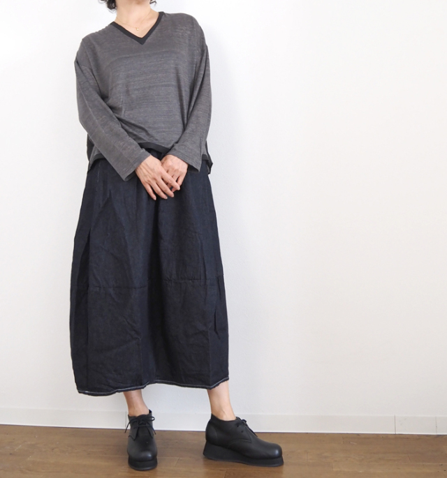 NARU factory ナルファクトリー エッグスカート 8オンスムラデニム レディース