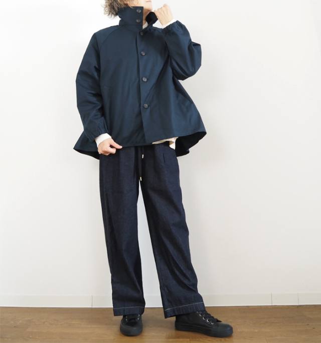 NARU factory ナルファクトリー 40/2コットンギャバ ショートトレンチコート レディース