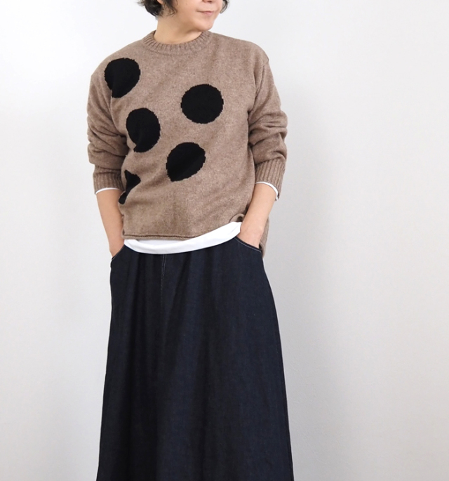 NARU ナルファクトリー ドット柄ニット プルオーバー ウォッシャブル レディース
