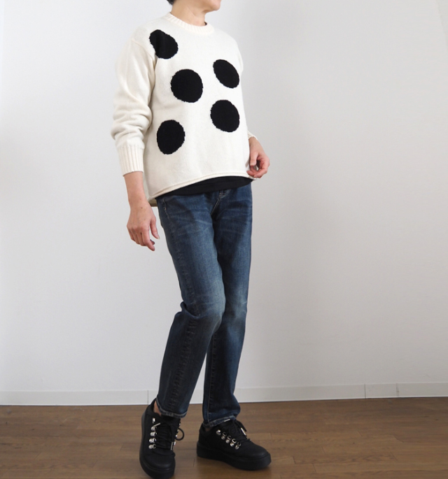 NARU ナルファクトリー ドット柄ニット プルオーバー ウォッシャブル レディース
