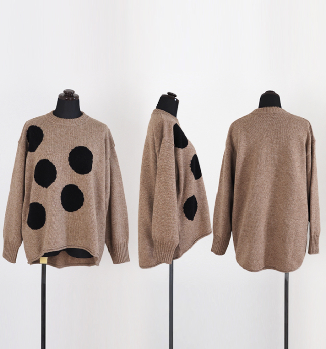 NARU ナルファクトリー ドット柄ニット プルオーバー ウォッシャブル レディース