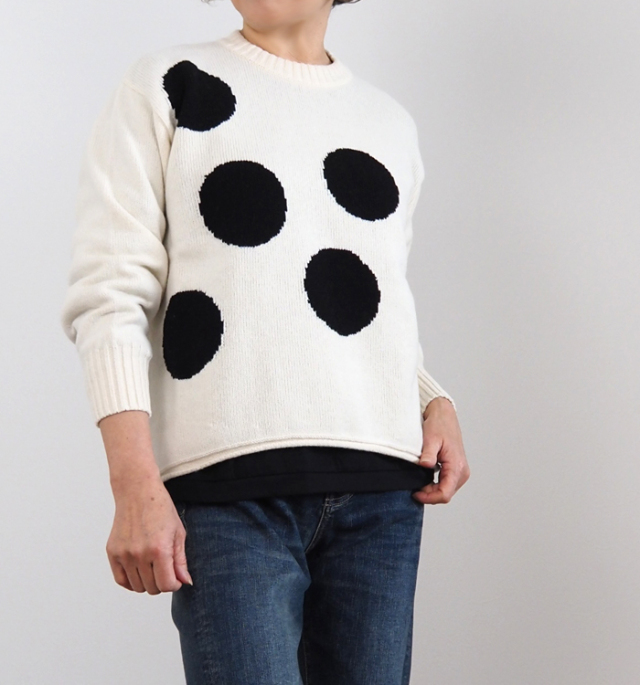 NARU ナルファクトリー ドット柄ニット プルオーバー ウォッシャブル レディース