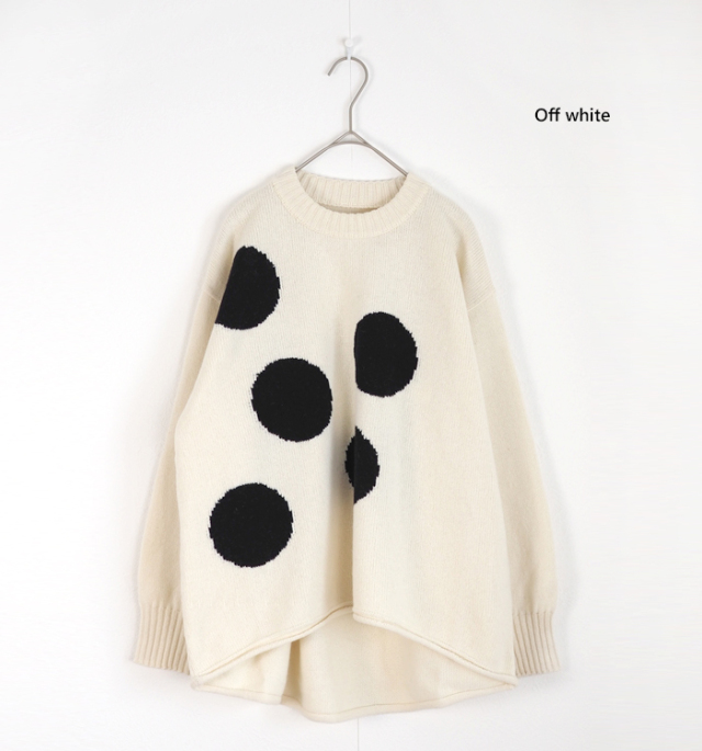 NARU ナルファクトリー ドット柄ニット プルオーバー ウォッシャブル レディース