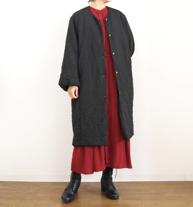 Squady スカディ ロングパデットVネックコート レディース