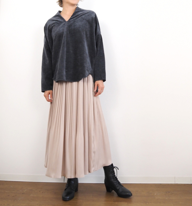 Squady スカディ Vネック プルオーバー モールベロア レディース