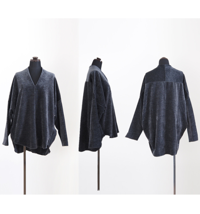 Squady スカディ Vネック プルオーバー モールベロア レディース