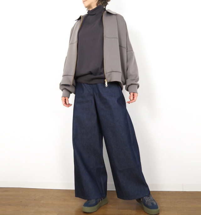 Squady スカディ オーバーサイズジップアップジャケット ダンボールニット レディース