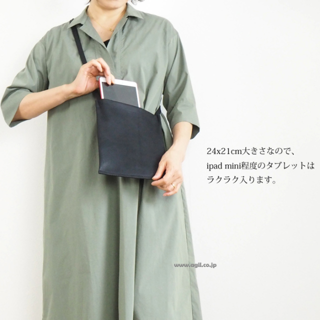 REN (レン) サコッシュ バッグ ポシェット ゴートベロア 本革 山羊革 