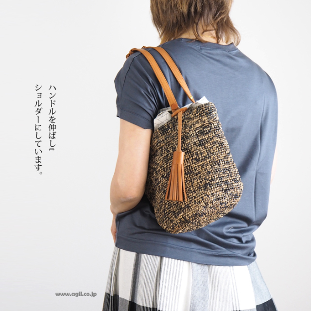 mononogu もののぐ バケット型トートバッグ マダガスカルラフィア レディース