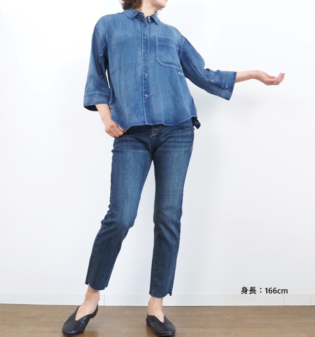 Boutique Ordinary ブティックオーディナリー デニムシャツ スリーブベント レディース
