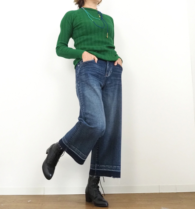 Boutique Ordinary ブティックオーディナリー 裏起毛デニム ワイドパンツ