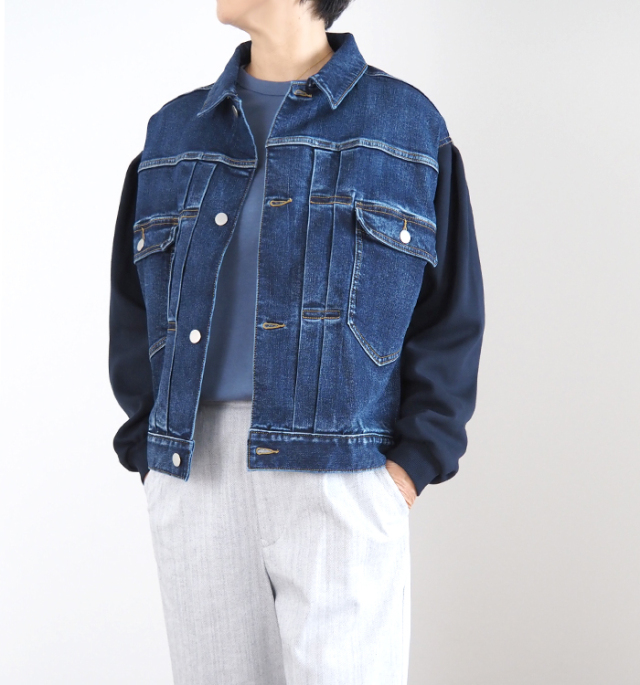 Boutique Ordinary ブティークオーディナリー 裏起毛デニムxジャージィジャケット