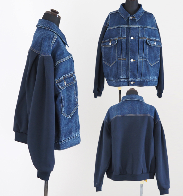 Boutique Ordinary ブティークオーディナリー 裏起毛デニムxジャージィジャケット