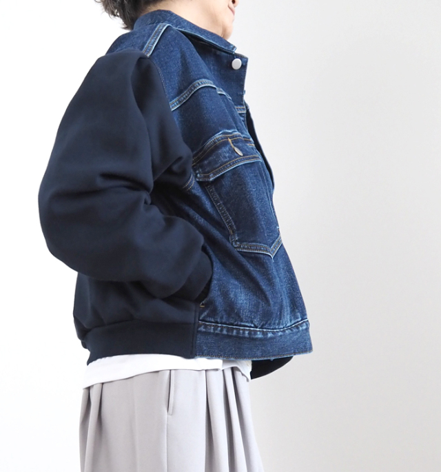 Boutique Ordinary ブティークオーディナリー 裏起毛デニムxジャージィジャケット