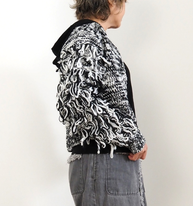 Boutique Ordinary ブティークオーディナリー フリンジスリーブミックスニットカーディガン