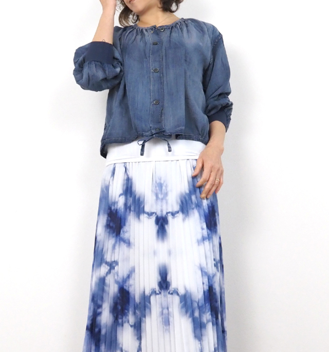 Boutique Ordinary ブティックオーディナリー デニムギャザーシャツ ブラウス