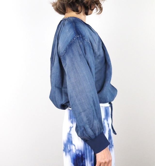 Boutique Ordinary ブティックオーディナリー デニムギャザーシャツ ブラウス
