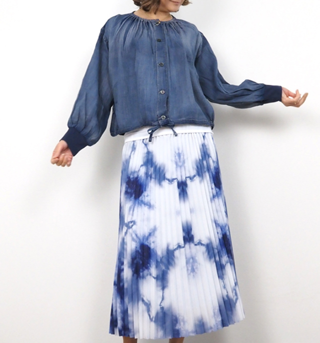 Boutique Ordinary ブティックオーディナリー デニムギャザーシャツ ブラウス