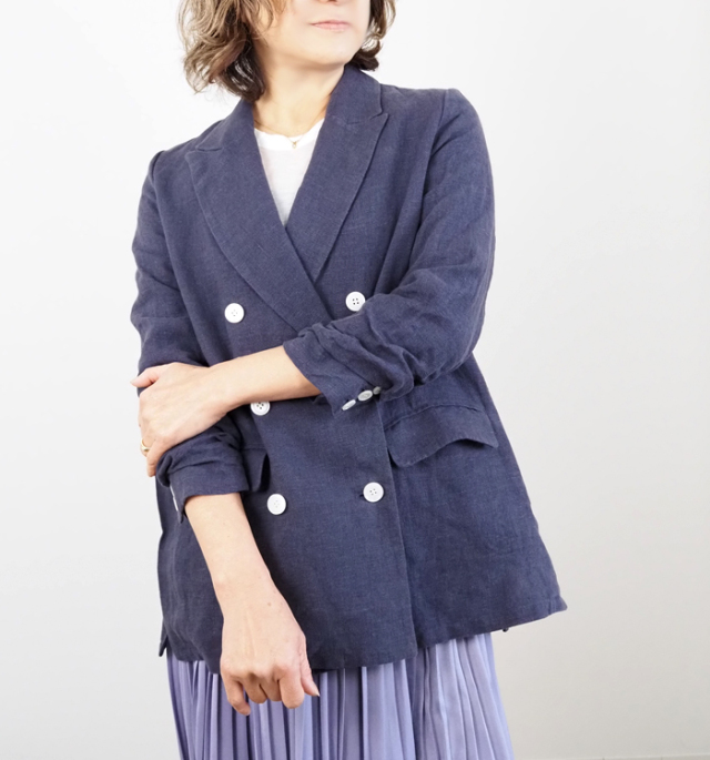 Boutique Ordinary ブティックオーディナリー リネンジャケット ダブルブレスト