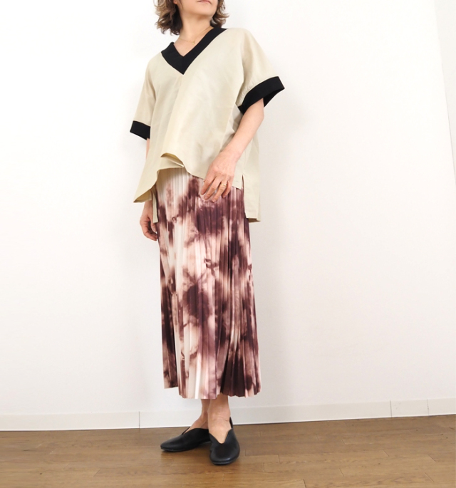 Boutique Ordinary ブティックオーディナリー プリーツスカート タイダイプリント