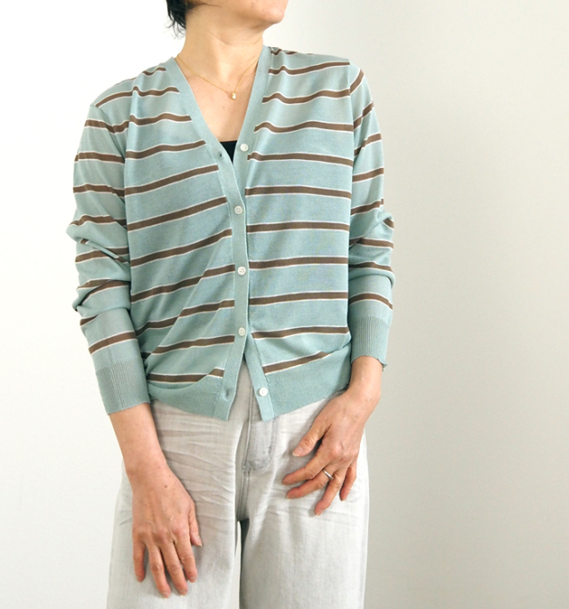 Boutique Ordinary ブティークオーディナリー シアーニットボーダーカーディガン