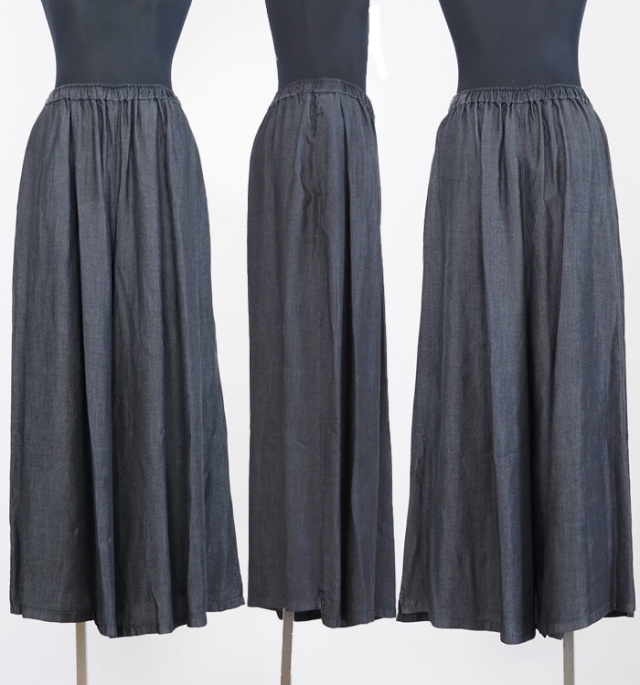 Boutique Ordinary ブティークオーディナリー タックアンドギャザーデニムワイドパンツ