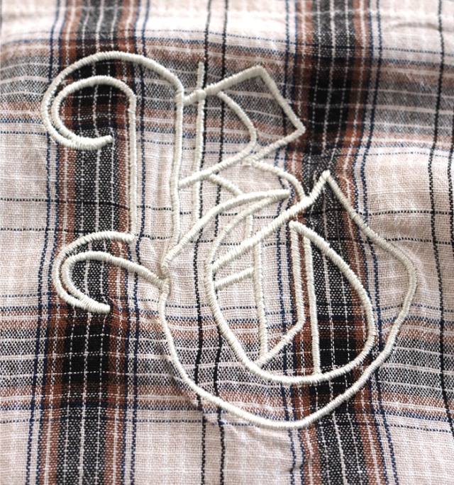 Boutique Ordinary ブティークオーディナリー ノーカラーチェックワイドシャツ