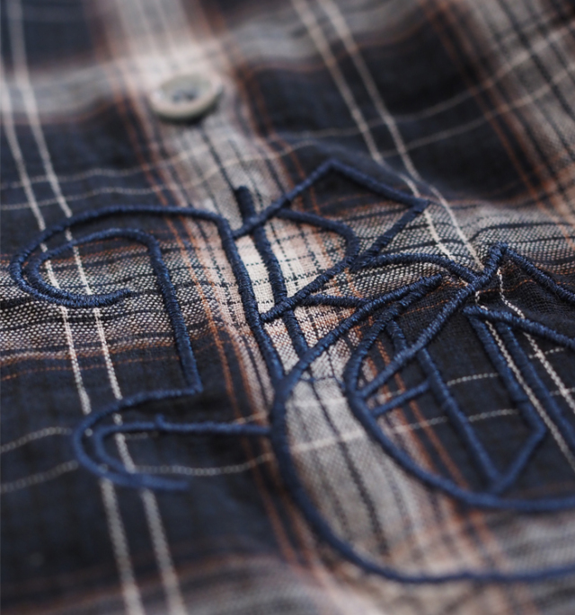 Boutique Ordinary ブティークオーディナリー ノーカラーチェックワイドシャツ