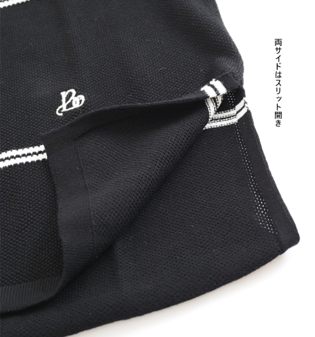 Boutique Ordinary ブティークオーディナリー ボーダー ニットポロ バンドカラー カノコ編み