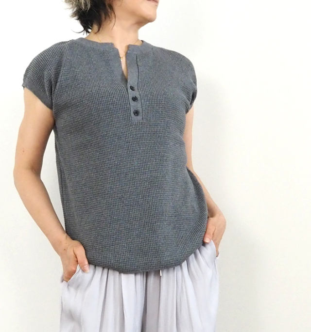 Boutique Ordinary ブティークオーディナリー ヘンリーネックワッフルニット 前後2way 
