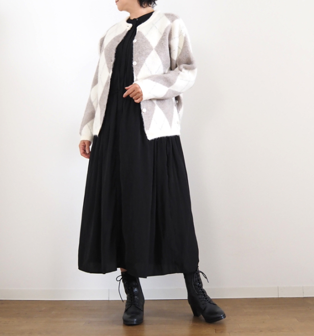 Boutique Ordinary ブティークオーディナリー 2way ニットカーディガン アーガイル柄