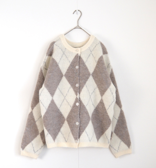 Boutique Ordinary ブティークオーディナリー 2way ニットカーディガン アーガイル柄