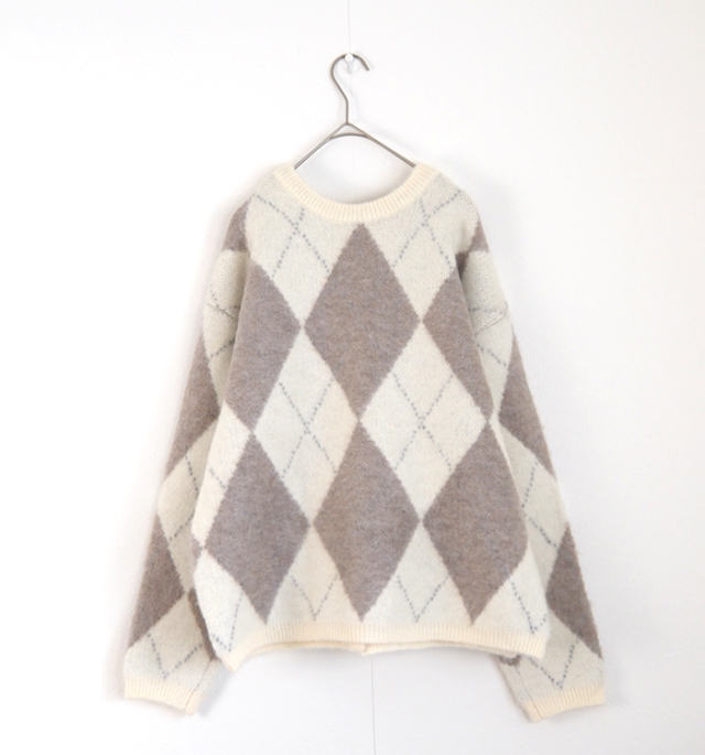 Boutique Ordinary ブティークオーディナリー 2way ニットカーディガン アーガイル柄