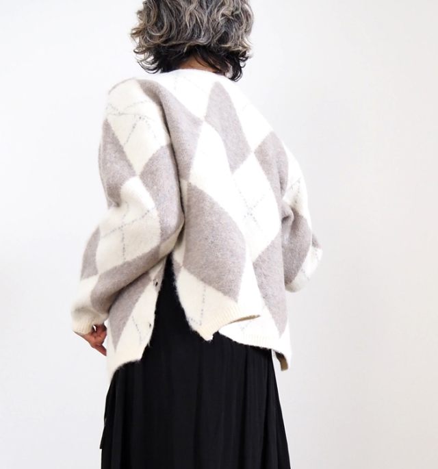 Boutique Ordinary ブティークオーディナリー 2way ニットカーディガン アーガイル柄