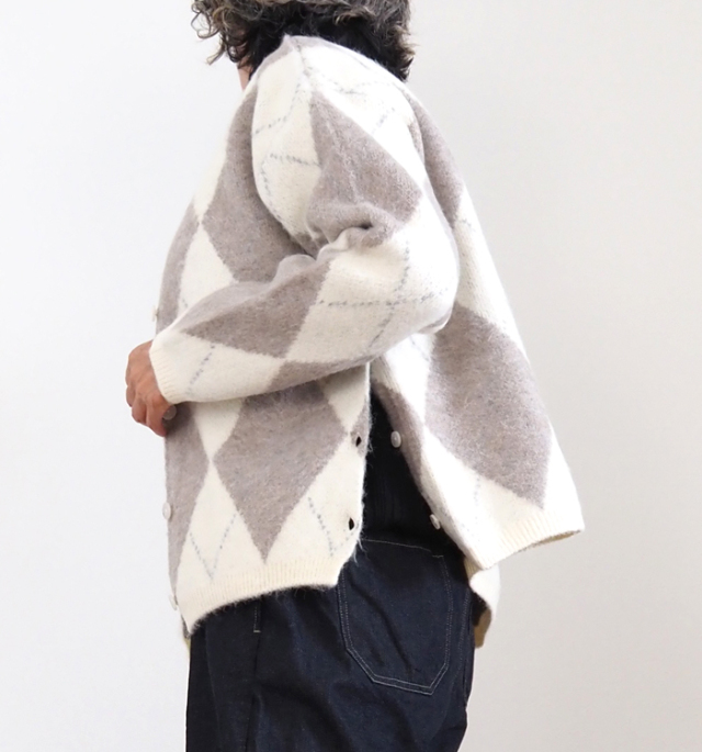 Boutique Ordinary ブティークオーディナリー 2way ニットカーディガン アーガイル柄