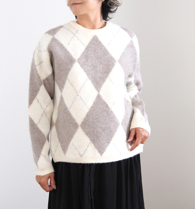 Boutique Ordinary ブティークオーディナリー 2way ニットカーディガン アーガイル柄