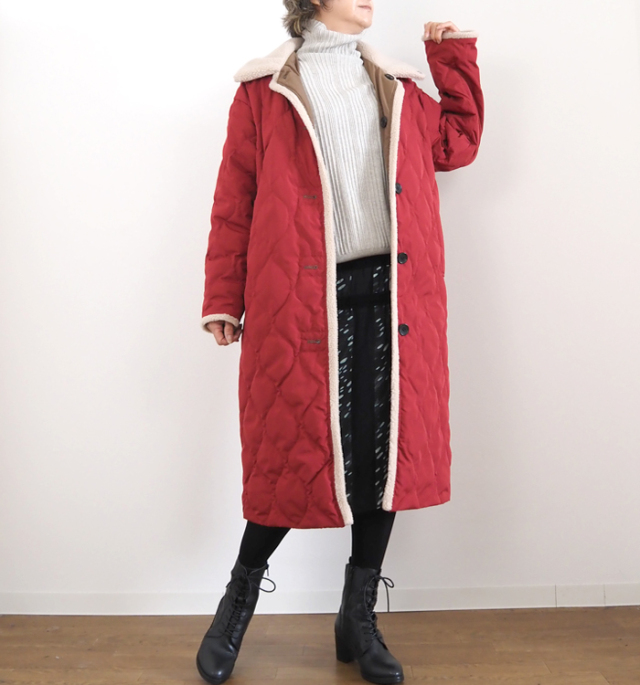 Boutique Ordinary ブティークオーディナリー リバーシブルダウンコート ボア ロング