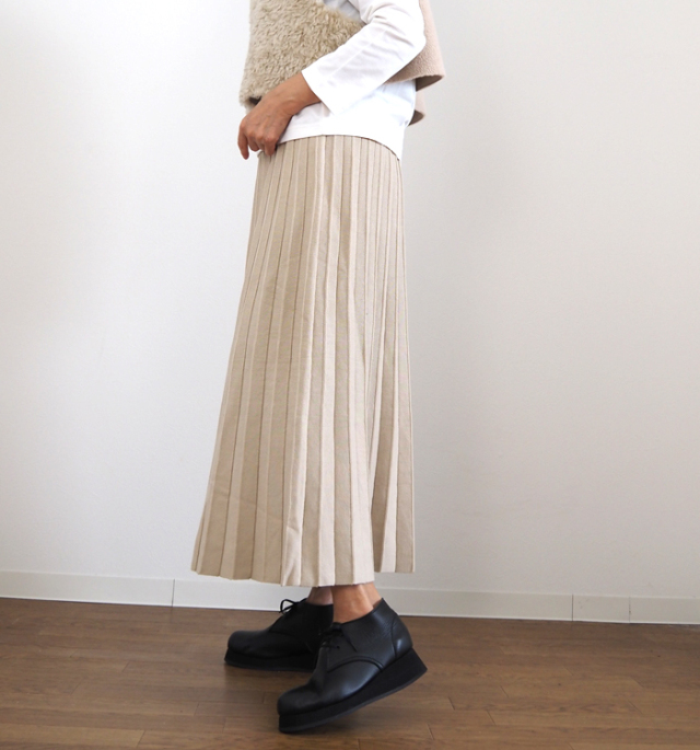 Boutique Ordinary ブティークオーディナリー プリーツニットロングスカート