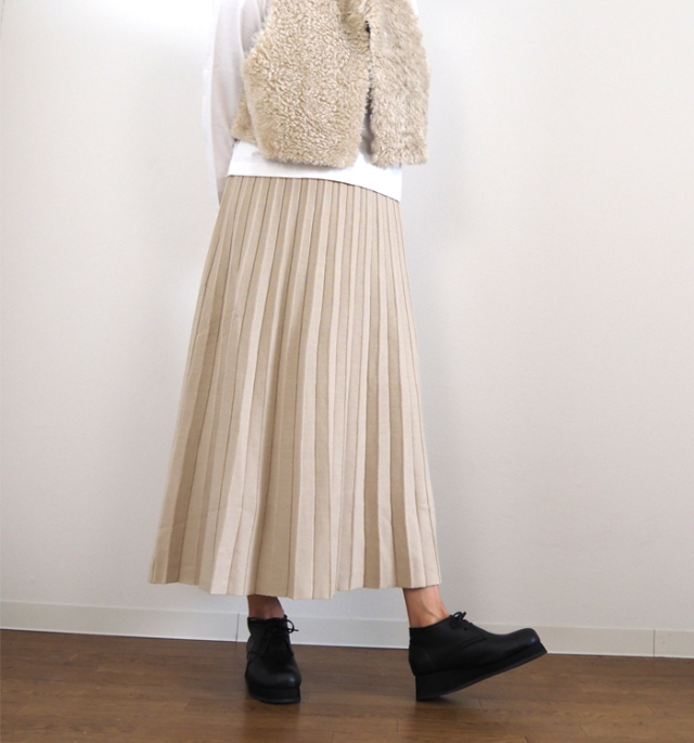 Boutique Ordinary ブティークオーディナリー プリーツニットロングスカート