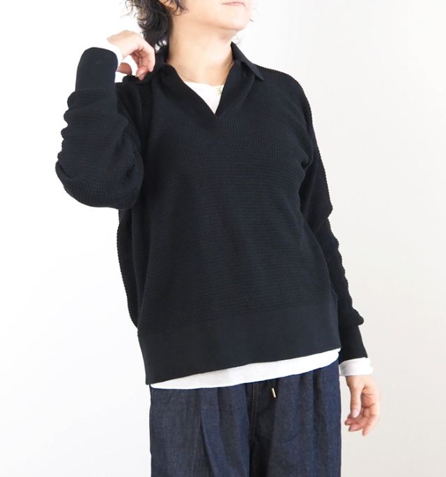 Boutique Ordinary ブティークオーディナリー ワッフルスキッパーカラーニット
