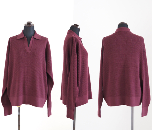Boutique Ordinary ブティークオーディナリー ワッフルスキッパーカラーニット