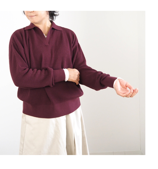 Boutique Ordinary ブティークオーディナリー ワッフルスキッパーカラーニット