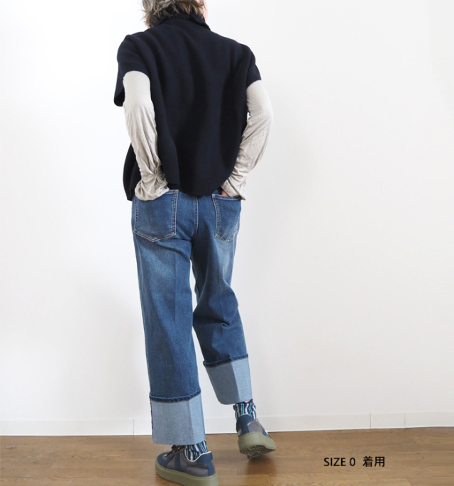 Boutique Ordinary ブティックオーディナリー 折り返しデニムパンツ ターンナップ ワイド ストレッチ