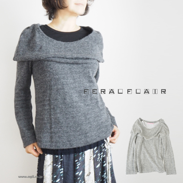 FERAL FLAIR フィラルフレア ダブルフェイスニット アンゴラウール デザインプルオーバー レディース