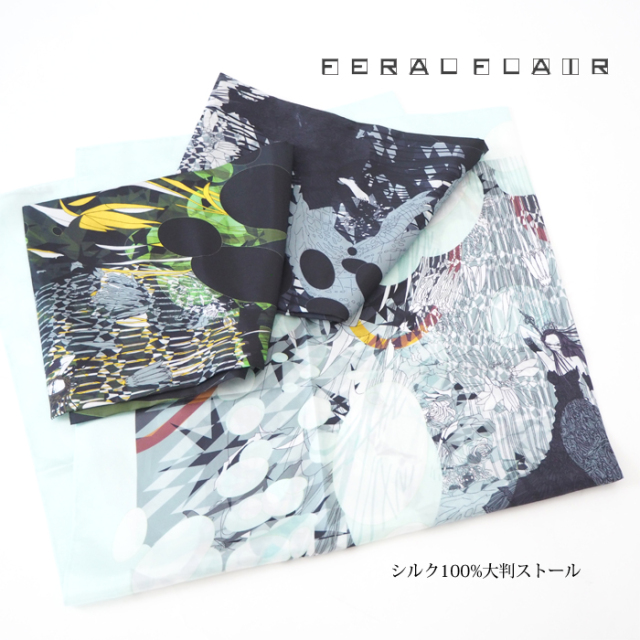 FERAL FLAIR フィラルフレア プリントシルク大判ストール レディース