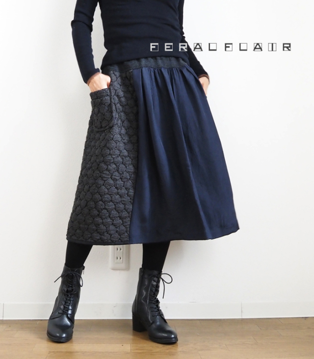 FERAL FLAIR フィラルフレア キルティングAラインスカート レディース