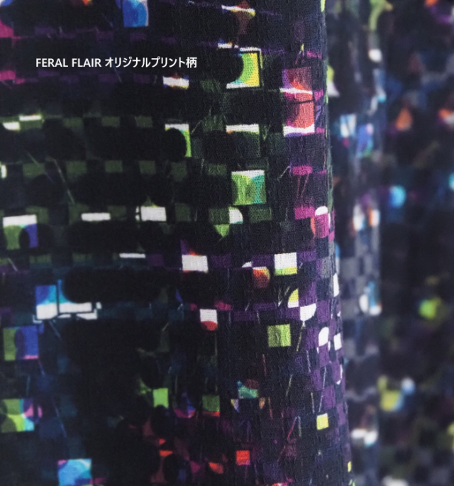 FERAL FLAIR フィラルフレア シャツカラー Aラインプリントワンピース レディース