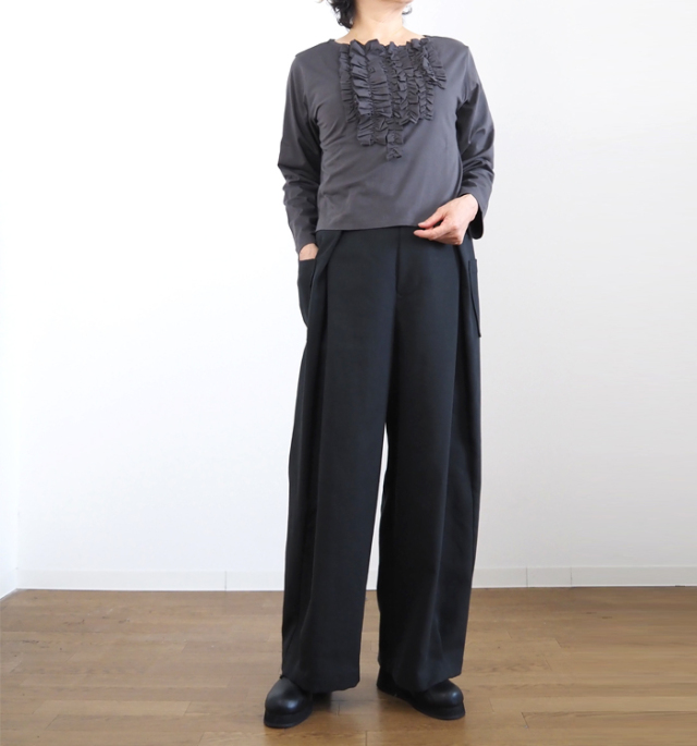 FERAL FLAIR フィラルフレア カーブパンツ ローターリーバイオ加工ダブルクロス レデーィス